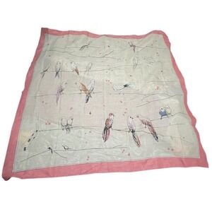 2 CHIC Women's Ivory pink Bird On A Wire Print Oversized Square Scarf 42"‎ X 42"